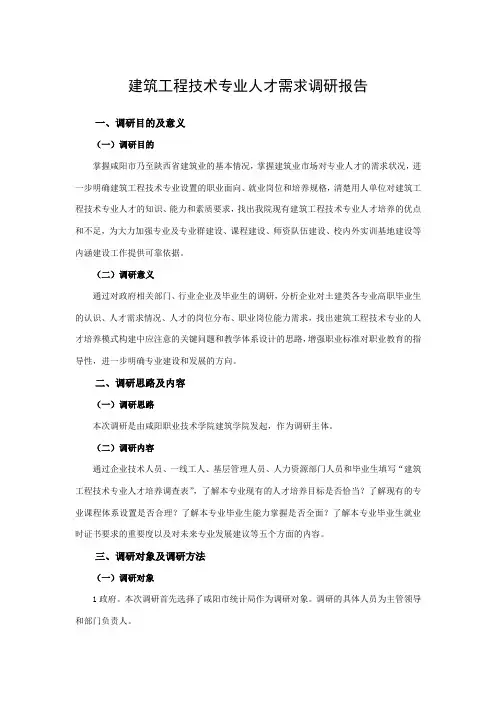 建筑工程技术专业《专业人才市场需求调研报告》