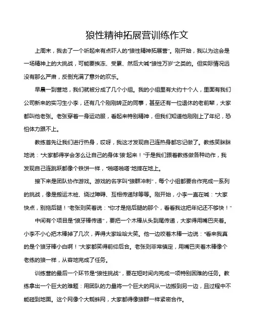 狼性精神拓展营训练作文