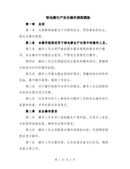 铝电解生产安全操作规程模版