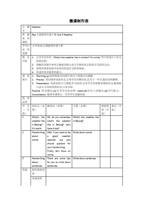 微课制作表模板