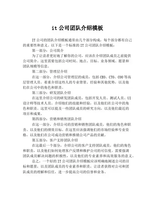 it公司团队介绍模板