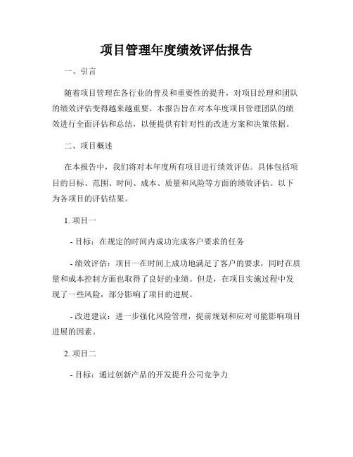 项目管理年度绩效评估报告