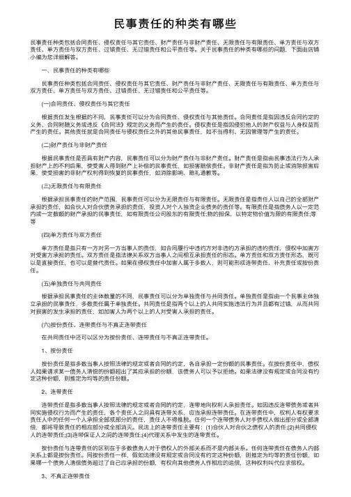 民事责任的种类有哪些