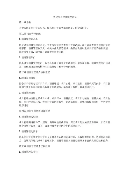协会项目管理制度范文