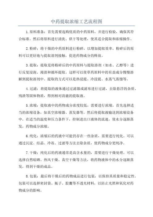 中药提取浓缩工艺流程图