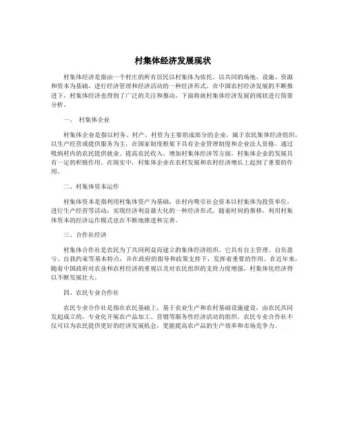 村集体经济发展现状
