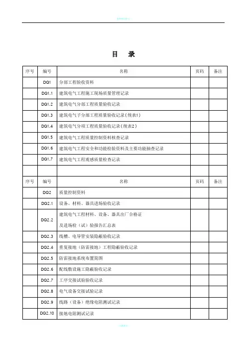 全套电气工程验收表格