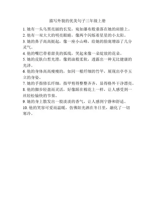 描写外貌的优美句子三年级上册