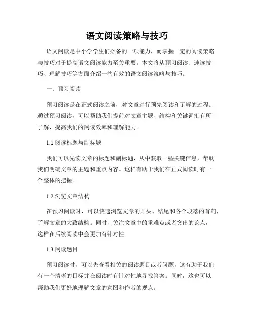 语文阅读策略与技巧