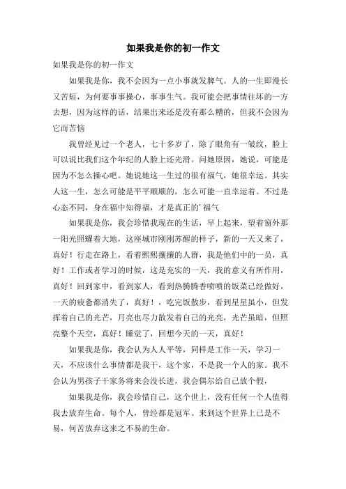 如果我是你的初一作文