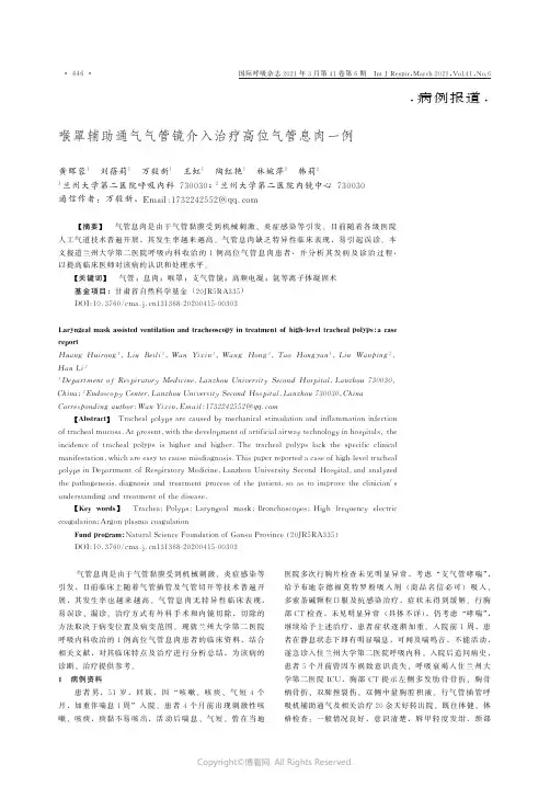 喉罩辅助通气气管镜介入治疗高位气管息肉一例