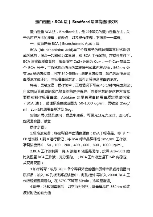 蛋白定量：BCA法丨Bradford法详情应用攻略