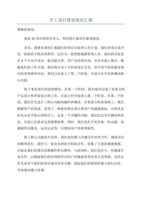 开工项目推进情况汇报