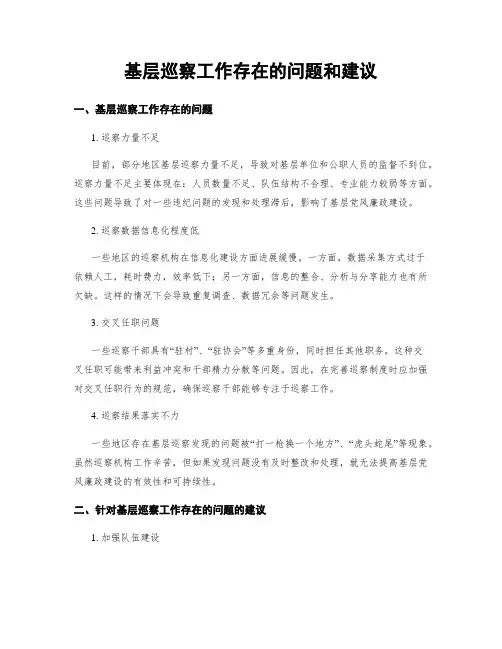 基层巡察工作存在的问题和建议