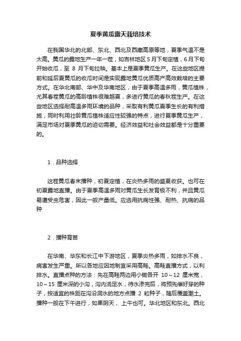 夏季黄瓜露天栽培技术