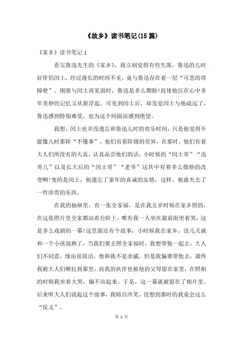 《故乡》读书笔记(15篇)