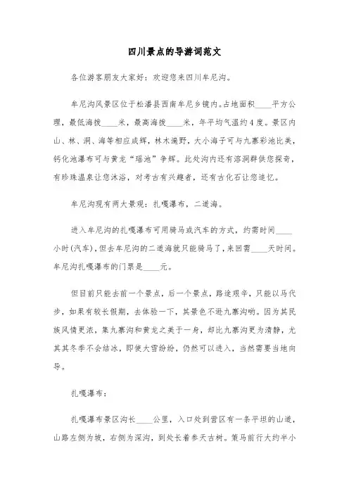 四川景点的导游词范文（六篇）