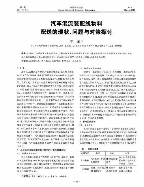 汽车混流装配线物料配送的现状、问题与对策探讨