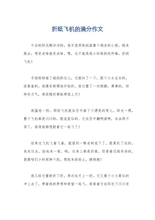 折纸飞机的满分作文