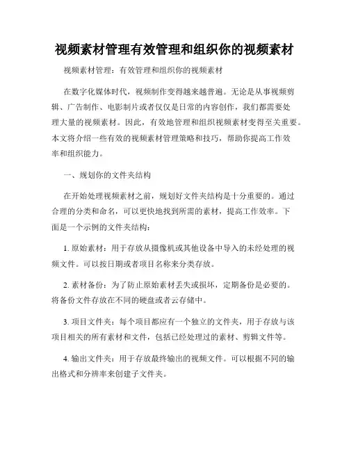 视频素材管理有效管理和组织你的视频素材