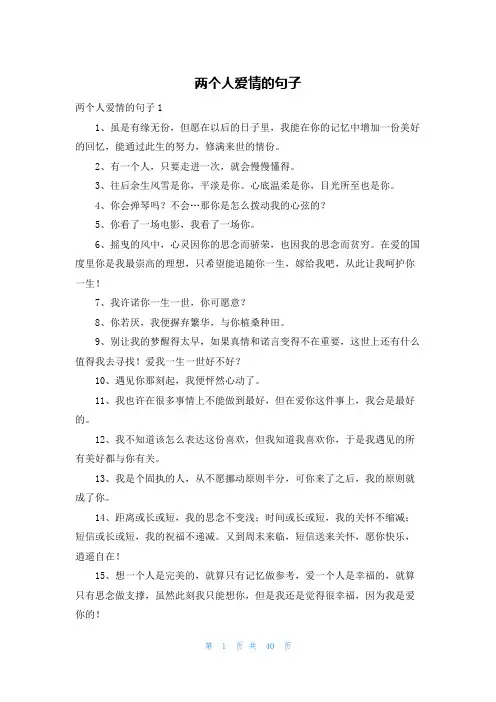 两个人爱情的句子