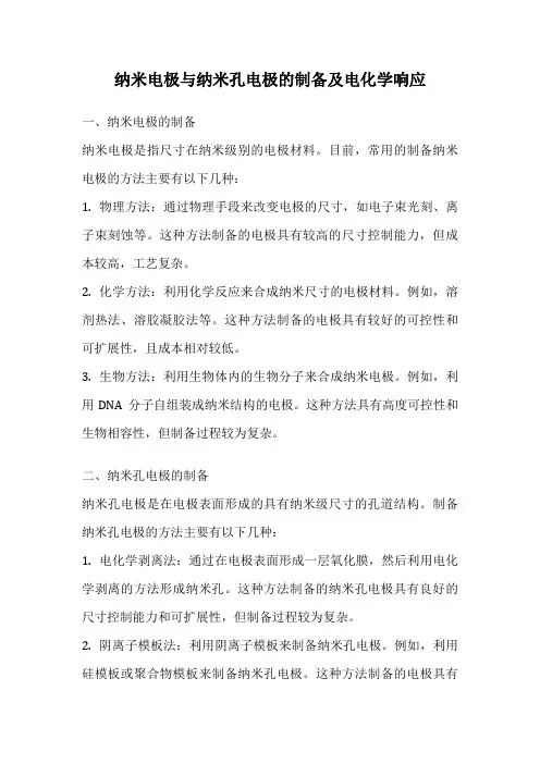 纳米电极与纳米孔电极的制备及电化学响应