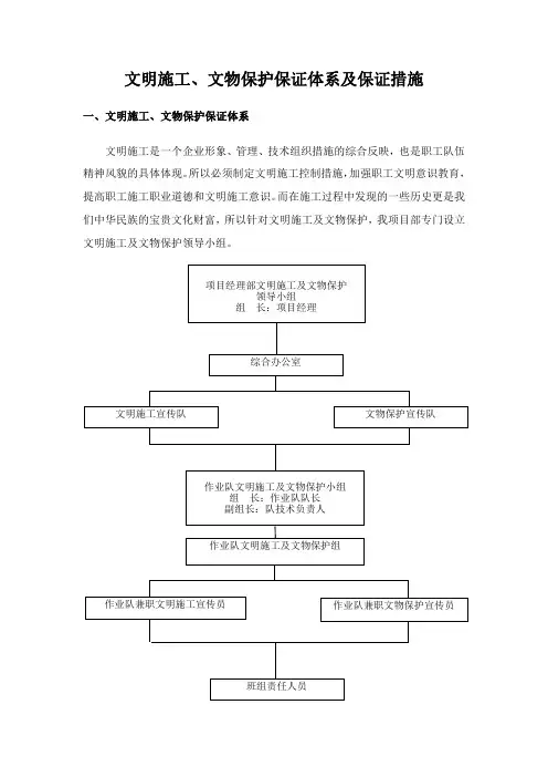 文明施工、文物保护保证体系及保证措施