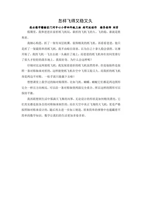 四年级数学小论文怎样飞得又稳又久