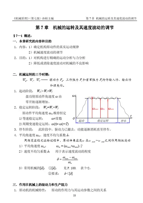 机械原理(PDF)孙桓 复习笔记chapter7