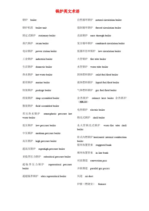 锅炉英文术语