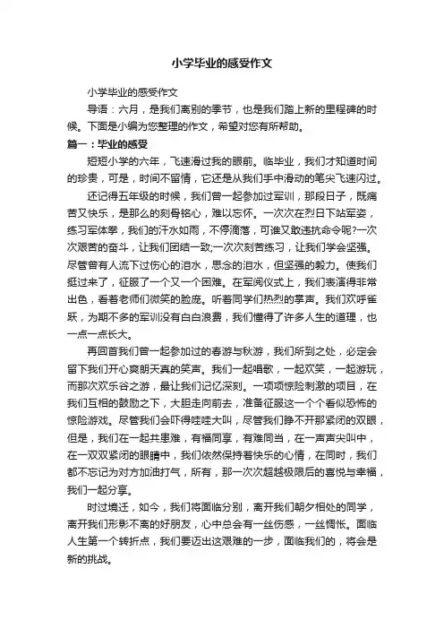 小学毕业的感受作文