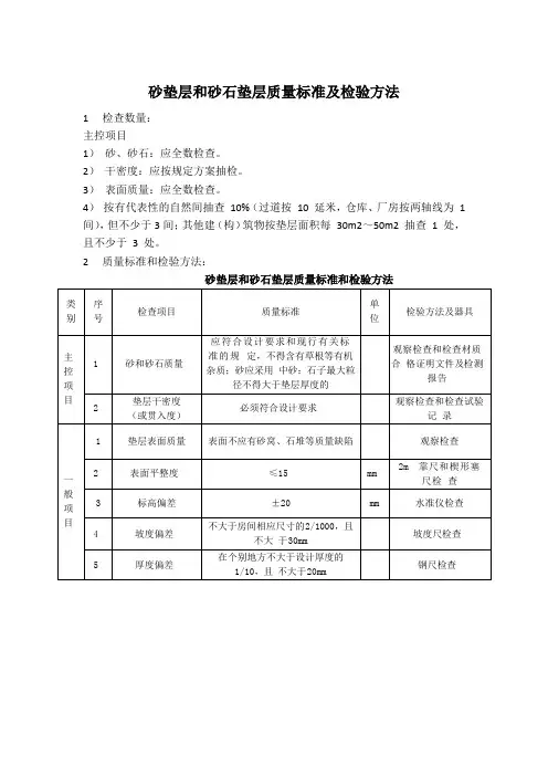 砂垫层和砂石垫层质量标准及检验方法 