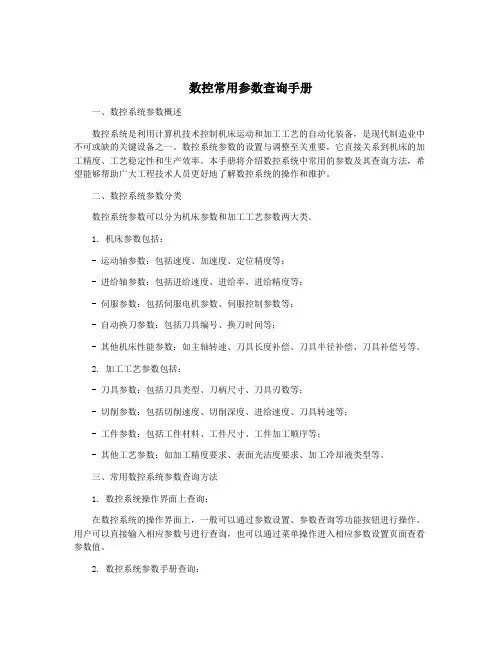 数控常用参数查询手册