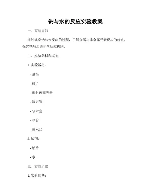 钠与水的反应实验教案