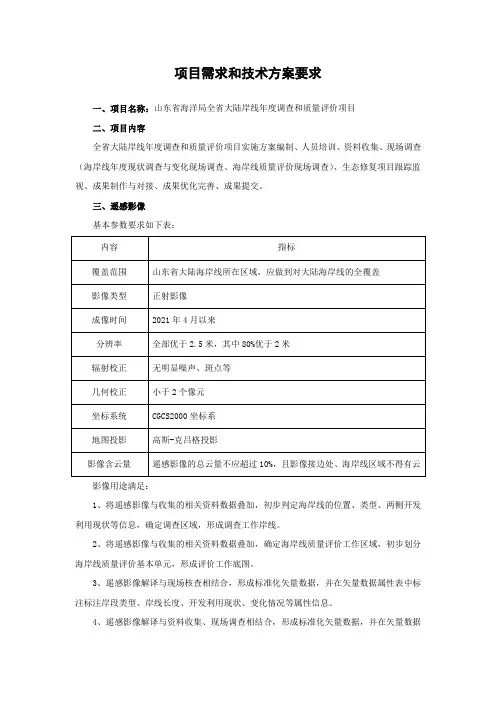 项目需求和技术方案要求