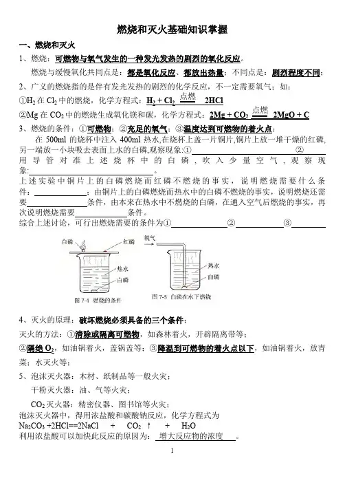 燃烧和灭火基础知识点汇总