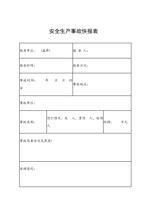 安全生产事故快报表