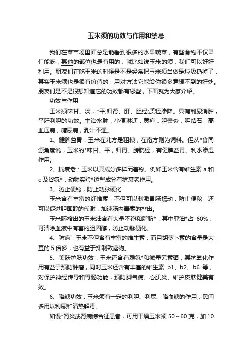 玉米须的功效与作用和禁忌