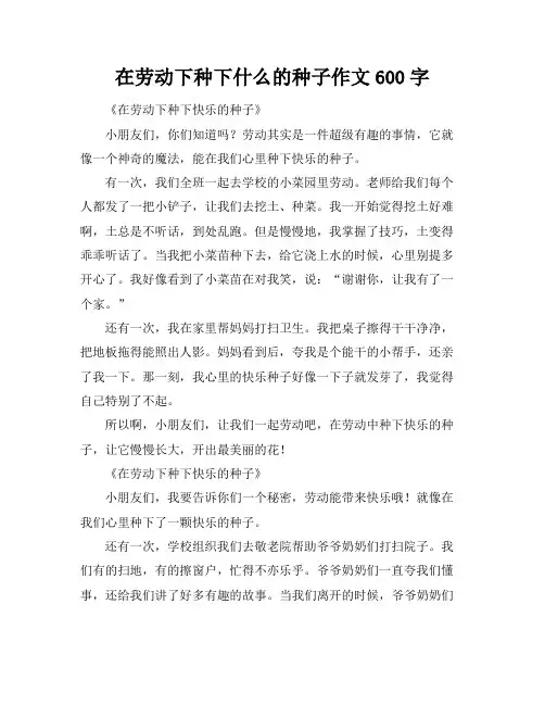 在劳动下种下什么的种子作文600字