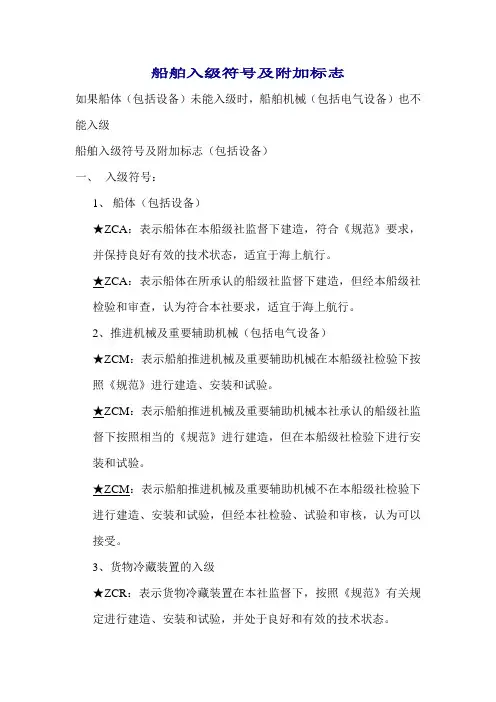船舶入级符号及附加标志(老)概要
