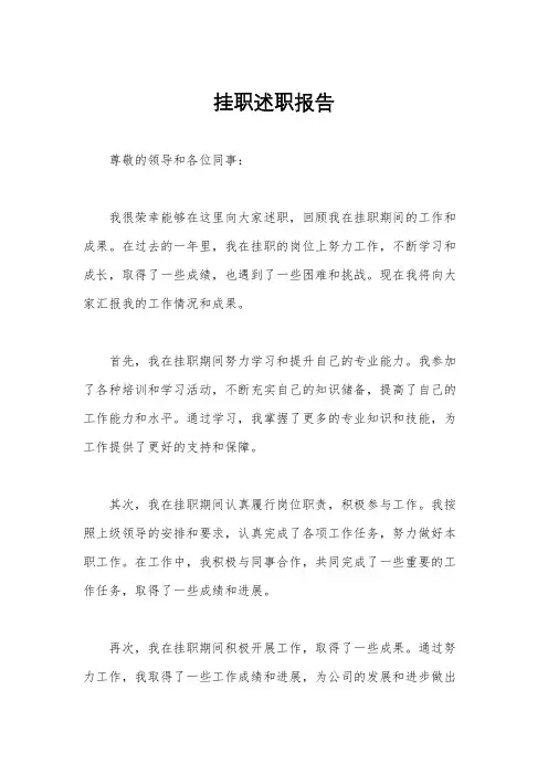 挂职述职报告