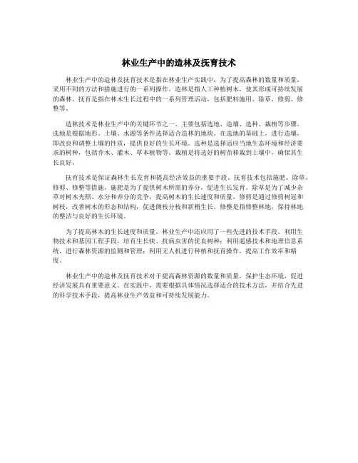林业生产中的造林及抚育技术