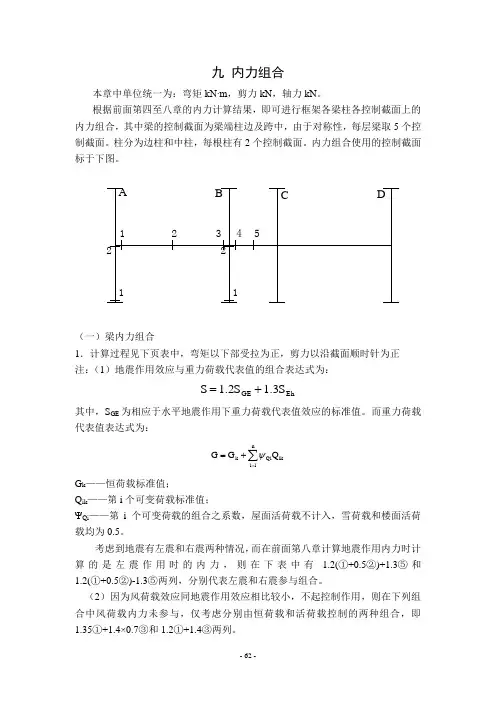 多层钢筋混凝土框架设计(9 内力组合)