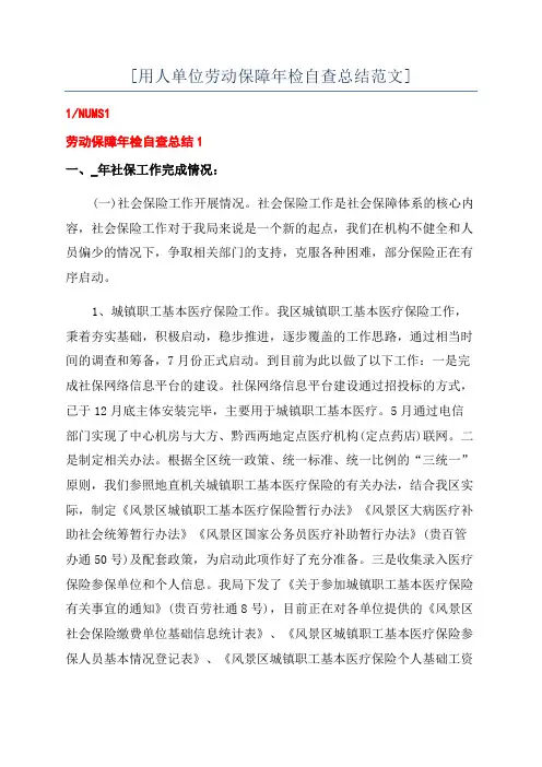 [用人单位劳动保障年检自查总结范文]