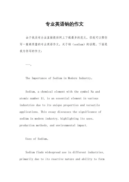 专业英语钠的作文