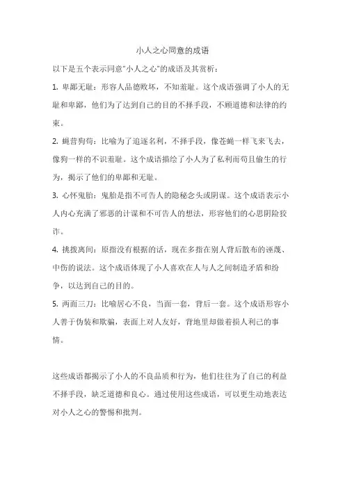 小人之心同意的成语