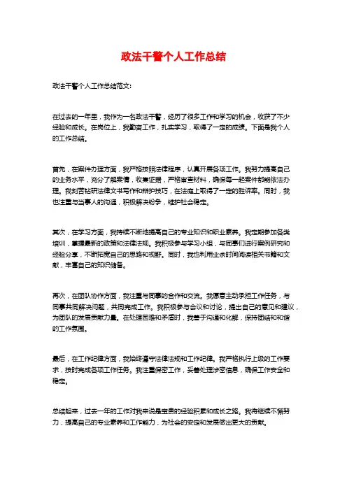 政法干警个人工作总结