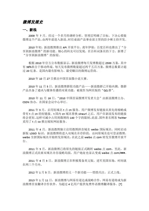 微博发展史