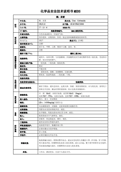 脲;尿素-化学品安全技术说明书MSDS