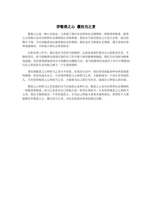 存敬畏之心 履担当之责